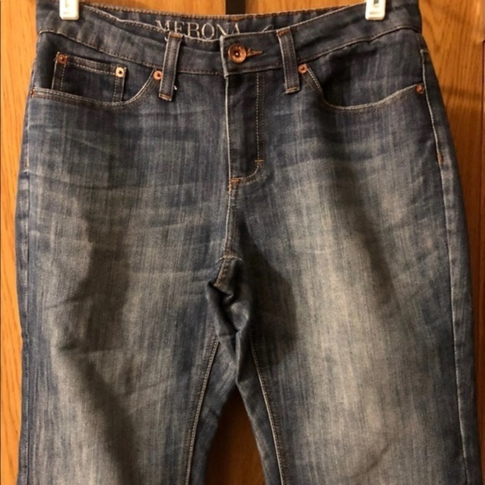 Merona Crop Jeans Women’s Size 6 R Cuffed Denim Cotton Blend - Picture 2 of 12